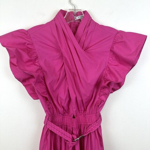 10 Crosby Derek Lam Fuchsia Ruffle Midi Dress - Picture 8 of 16